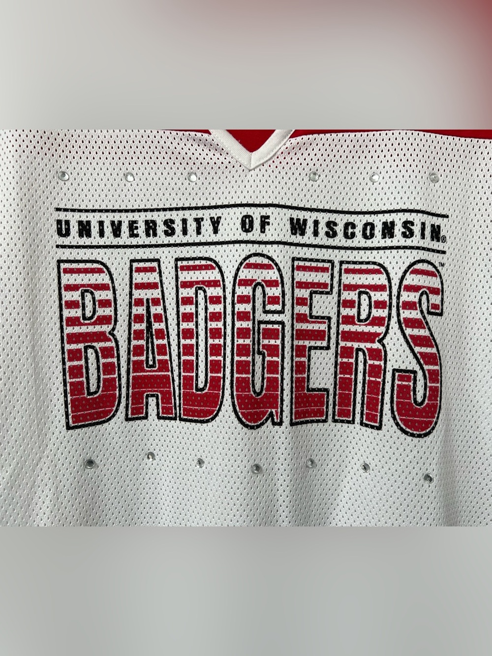 University of Wisconsin Badgers Red & White Short Sleeve Women’s Tee - Picture 3 of 8